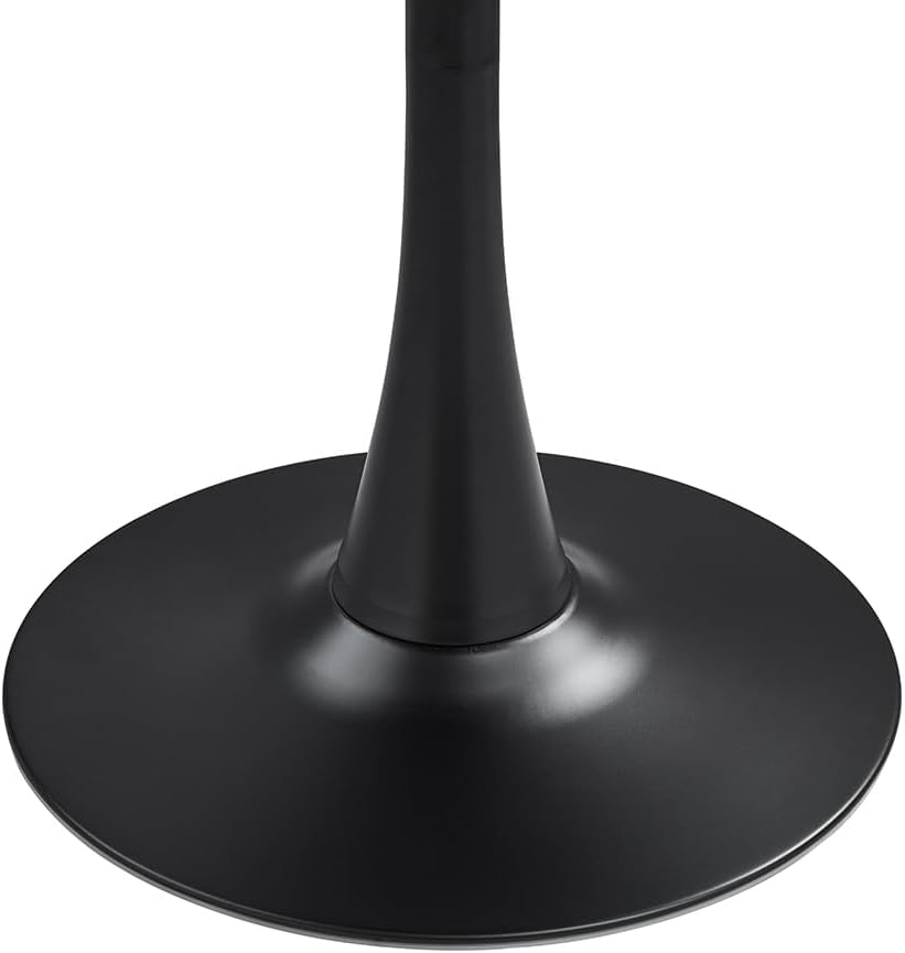 23.4" Tulip Dining Table, Black, Perfect for 2-4 People, Mid-Century Modern Style, Round MDF Top with Sturdy Base for Dining Room, Living Room, Cafe
