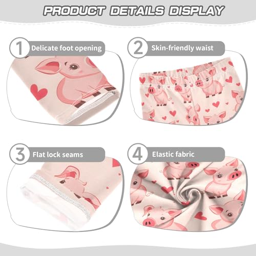 Pink Pig Love Girls Leggings Ultra Soft Compression Yoga Gym Pants for Kids 4-10T3