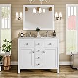 Eviva Artemis 44 in. White Double Sink Bath Vanity with Engineered Top and Undermount Porcelain Sinks