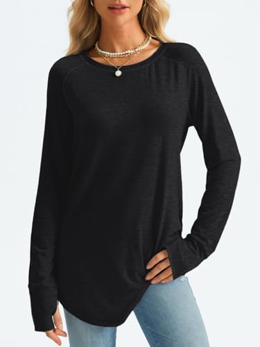 Image of AUTOMET Womens Long Sleeve Tunic Tops Crew Neck Casual Loose Fit Shirts