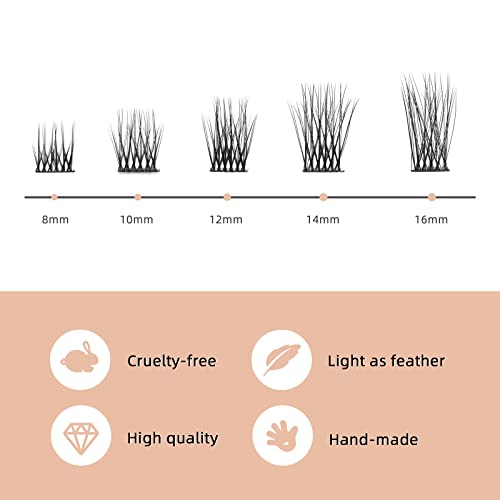 Higu clace Lash Clusters, 72pcs DIY Eyelash Extensions D Curl 8-16mm Lash, H07-D Curl-8-16mm - Image 4