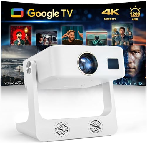 [1200 ANSI/Google Store/Voice Control] 4K Outdoor Smart Projector with WiFi6