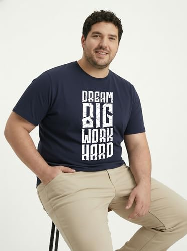 Image of Toodlegram Cotton Printed T-Shirt for Plus Size Men Round Neck Casual
