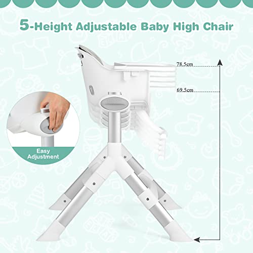 COSTWAY Adjustable Baby Highchair, Infant High Chair with Removable Dishwasher Safe Tray, Footrest, 5-Point Safety Harness and Waterproof Seat Cushion, Suitable for Babies Toddlers 6-36 Months (Grey) - Image 3
