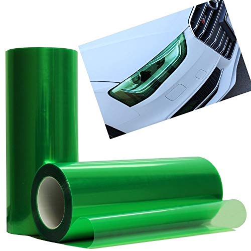 Image of KOMAS 12 inch X 48 inch Tint Vinyl Film Sticker Sheet Roll for Car Headlight, Tail Lights, Fog Lights with Squeegee + Cutter (Glossy Green)
