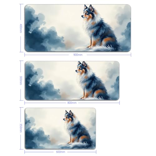 LJSPTU majestätischer Wolkenhund Tastaturpad, Gaming-Mauspad XL Wasserdichtes Gaming-Mauspad mit rutschfestem Gummi Großer Laptop-Desktop Laptop Desktop Gedruckte Kunst Ergonomisch 600 * 350 * 4mm