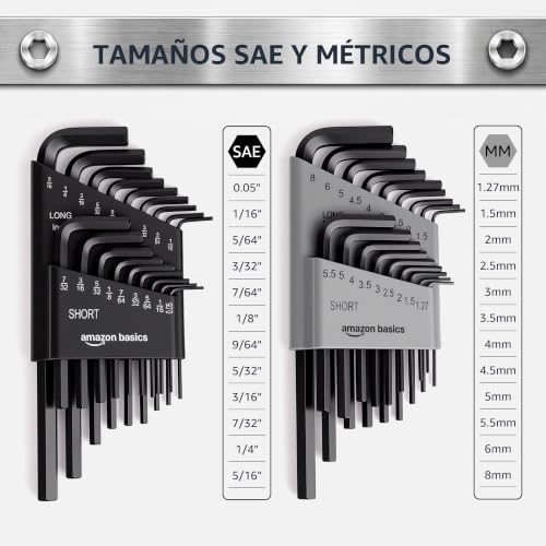 Miniatura 2 de Amazon Basics Juego de 36 Llaves Allen Hexagonales, Acero Cromo-Vanadio, Tamaños Métricos e Imperiales con 2 Estuches, para Bicicleta, Montaje de Muebles, Automóvil y Bricolaje