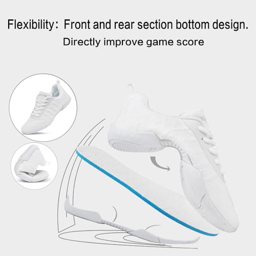 Image of Cheer Shoes for Youth Girls White Cheerleading Athletic Dance Shoes Tennis Sneakers for Competition Sport Training
