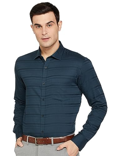 Image of Park Avenue Slim Fit Striped Dark Petrol Shirt