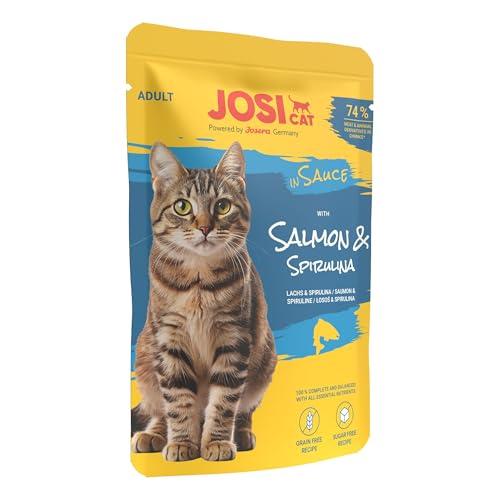 JosiCat Multipack Mixed Selection in Sauce (12 x 85 g) | Adult | Premium Nassfutter in Sauce für ausgewachsene Katzen | Multipack mit 4 Sorten | Ohne Konservierungsmittel | 12er Pack