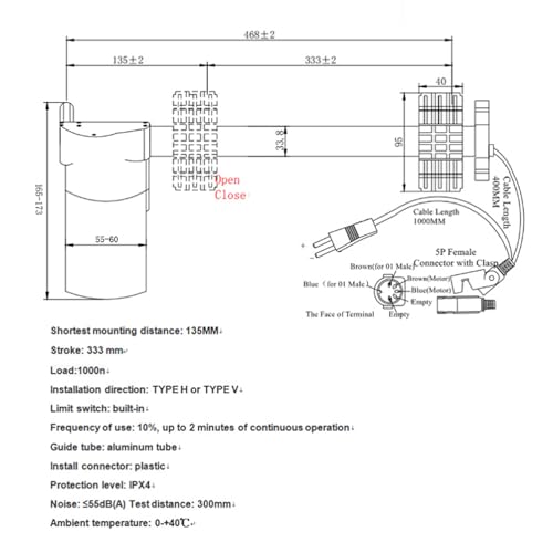 Actuador lineal 29V DC compatible con sillones reclinables 8