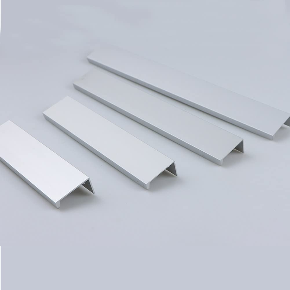 JNRFTY 10Pcs Mount Finger Edge Pull,Hidden Drawer Pulls,Aluminum Hidden Handle Concealed Tab Pulls for Home Kitchen Door Drawer Cabinet (Sliver,200mm Total Length) - Image 3