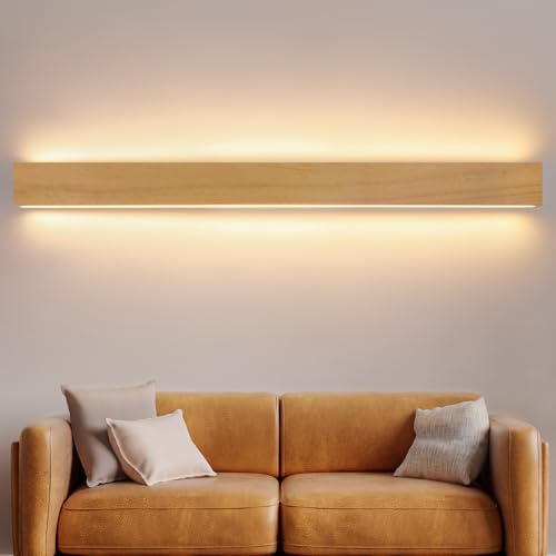 ZMH Lampada da parete a LED per interni, in legno - 100 CM 36W, moderna lampada da corridoio, luce indiretta su e giù, bianco caldo 3000K per soggiorno, camera da letto, corridoio, scala