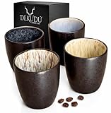 DEKUDÙ Tasse Expresso Tasse a Cafe Céramique en Grès de Qualité   Fabriqué à la main   4 pièces 100 ml  Résistant va au lave vaisselle micro ondes  Vaisselle et arts de la table  Noir mat