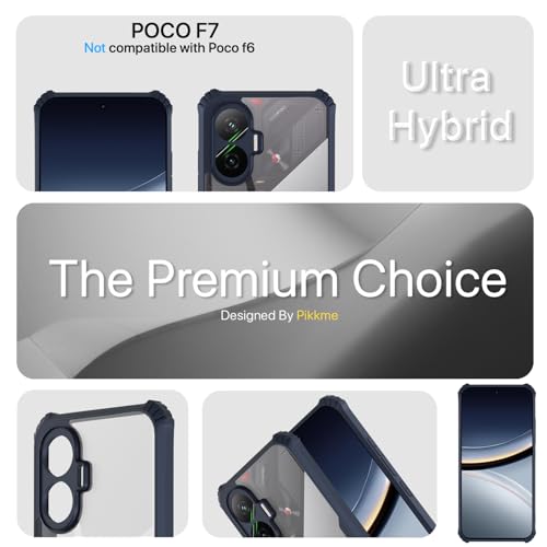 Image of Outlouders Back Cover for Poco F7 5G| Ultra Hybrid Transparent | Full Camera Protection | Raised Edge | Crystal Clear Bumper Case (Blue)