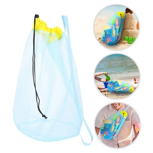 Bolsa de playa de malla azul portátil Alipis para limpiar la arena de los juguetes 8