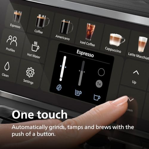 PHILIPS 4400 Series Fully Automatic Espresso Machine, LatteGo Milk System, Integrated Grinder, 12 Hot & Iced Coffee Pre-Sets, Quick Start, SilentBrew, 15-Bar Pressure, Black Chrome (EP4444/90) - 2