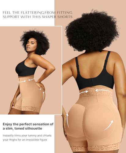 Image of SHAPELLX Shapewear Tummy Control Fajas Colombianas Moldeadoras Butt Lifting Shapewear Shorts For Women With Zip Closure