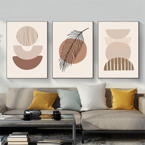 Affiches de feuilles de style bohème de qualité supérieure lot de 3 posters abstraits 60x90 cm