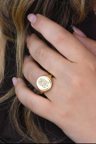 Bague loup en argent 925 et or avec chevalière gravée main