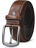 Dimensions : largeur : 3,7 cm. Il y a 7 trous sur la ceinture pour que la ceinture s'adapte à plus de tour de taille. Pour un meilleur ajustement, commandez une ceinture de 5,1 cm plus grande que votre taille de pantalon. Par exemple, si votre taille de pantalon est de 91,4 cm, commandez la taille de la ceinture de 96,5 cm.