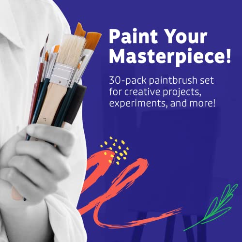 Artlicious Paint Brush Set - Pack Of 30, Assorted Variety, All-Purpose Paint Brushes - Use With Acrylic, Oil, Watercolor, Gouache Paints, Face Nail Art, Miniature Detailing And Rock Painting #TOP1