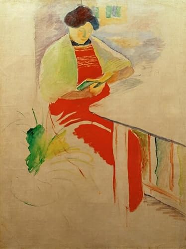 Toile August Macke Femme au tablier rouge, tableau salon de 60x90cm