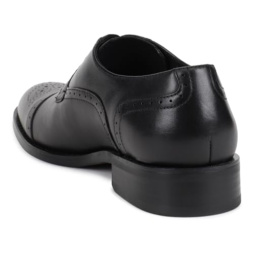 Image of Woods Black Double Monk Strap Shoe - Premium Stylish Trendy Fashion Footwear, Comfortable & Durable Design, Perfect, Casual Outings, Office, Lightweight Shoes