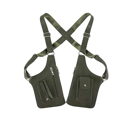 gresonic Sacoche Holster Homme en Cuir Unisexe pour sous Les aisselles, Sac à bandoulière réglable avec Attraction magnétique Faible et Design Anti-vol Discret (Vert Clair)