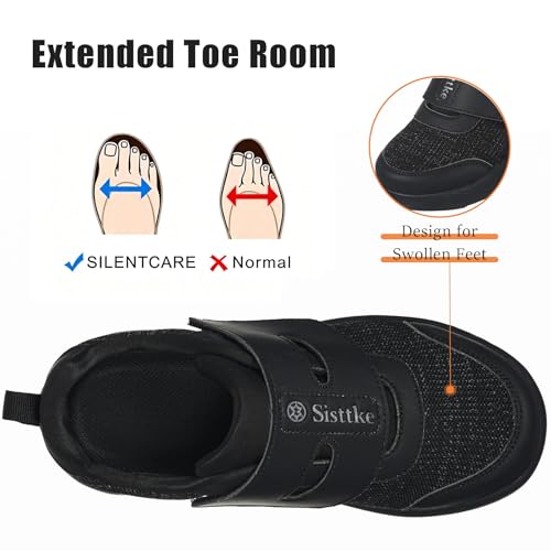 Image of Sisttke Women's Diabetic Shoes Wide Toe Box Slip-On Shoes | Elderly Footwear for Swollen Feet, Edema, Neuropathy & Foot Pain Relief