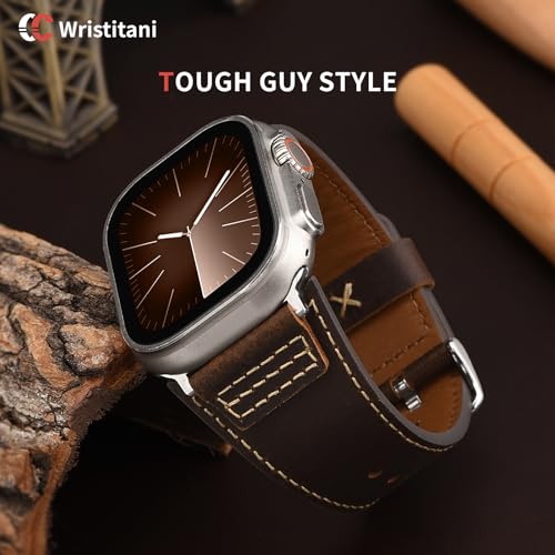 Image of Wristitani Genuine Leather Strap Compatible With Apple Watch