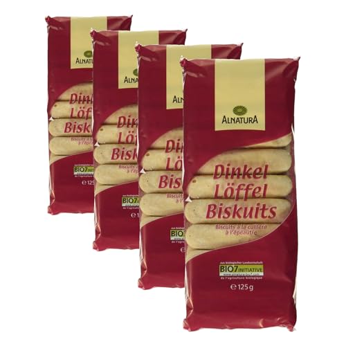 Alnatura Bio Dinkel Löffel Biskuits, 125g (Packung mit 4)