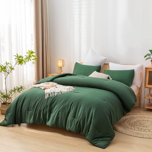 Weigelia Queen Comforter Set Boho Emerald Green Comforter With 2Pillowcases Soft Microfiber Dark Green 3 Piece Bedding Comforter Set For All Season #TOP6