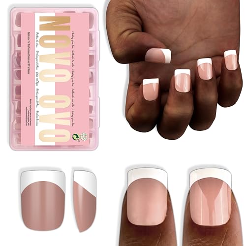 NOVO OVO Extra Short White French Tip Nail Tips, XS