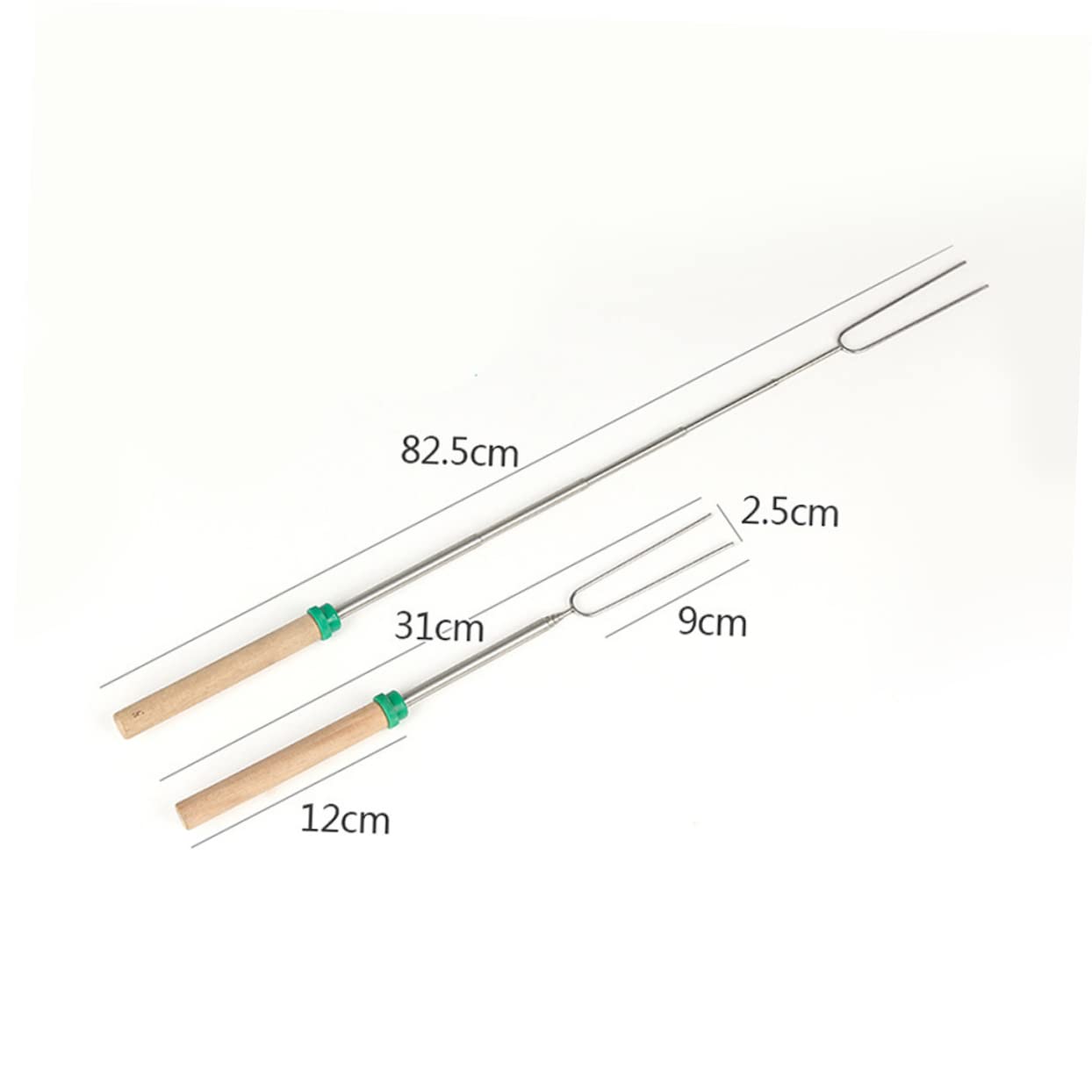 ibasenice 3pcs Stainless Steel Barbecue Forks Wooden Handles Safe Convenient Roasting Tools for Outdoor Grilling Random Color