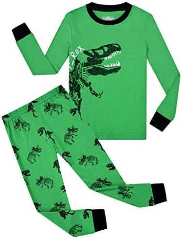 OFIMAN Boys Pajamas Dinosaur Little Boys Girls Long Sleeve pjs 100% Cotton Toddler Kids Sleepwear 2T-7T