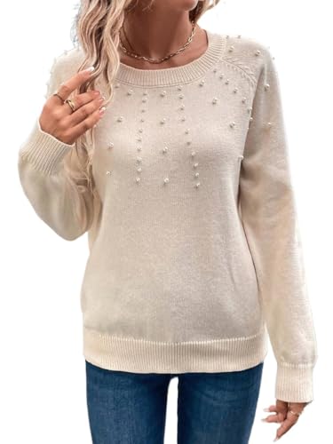 Long Sleeve Crew Neck Sweaters for Women Loose Plain Color Casual Pullover Sweater Tops
