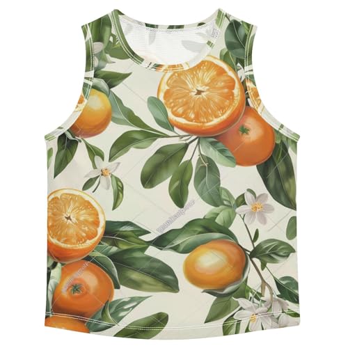 susiyo Citrus Fruit Orange and Leaves Boys Sleeveless Tank Top Girls Athletic T Shirt