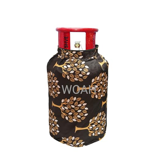 Image of Woah Cotton DustProof and Dustproof LPG Gas Cylinder Cover| Top Design Stain| Dust| DustProof PVC LPG Gas Cylinder Cover, Polyester Gas Tank Cover Fits StandardG (Pack of 1, Coffee Tree)