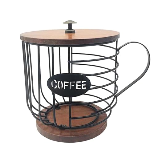 Ranqisys Large Capacity Coffee Pod Holder – Sturdy Metal Wire Pod Storage Organizer Basket for Kitchen Counter or Office Desktop, Black