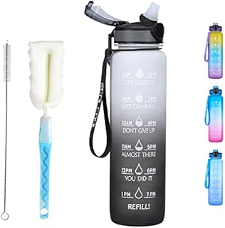 RealCool 1 Litre Water Bottle with Straw,Drinks Bottle,Gym Water Bottle,Sports Water Bottle with Time Marker,Leakproof BPA Free and Portable Large Water Bottle for Child,Boys,Girl,Men and Women,Grey