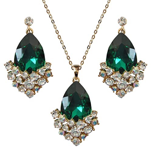 Pendientes y collar Navachi de circonita en forma de pera para regalo