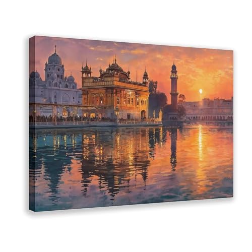 Poster temples sikhs aquarelle de prestige en toile tendue de salon