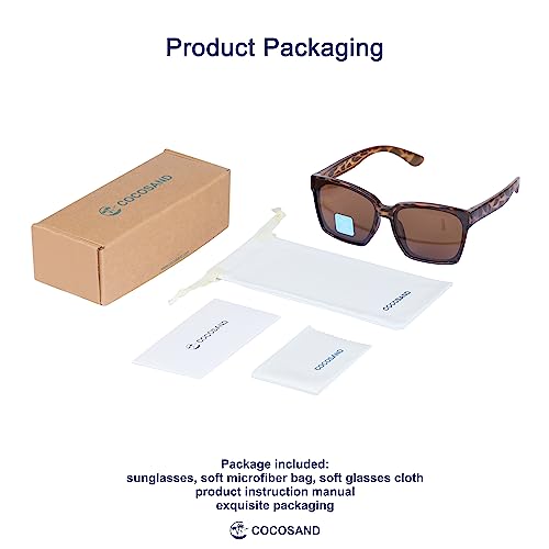 COCOSAND Kids Sunglasses Polarized UV 400 Protection Retro Square Futuristic Glasses for Youth Teen Boys Girls Age 5-122