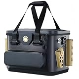RoastMe 座れるタックルボックス タックルバッグ EVA素材 釣りバケツ 多機能 釣りタックルボックス 防災収納 大容量 内箱付き，ポータブルで堅牢 (長さ42 幅27 高さ31cm,ブラックゴールド)