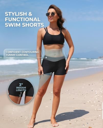 Image of Yonique Womens Swim Shorts Solid Tankini Bottoms Swimsuit Bottoms(Available in Plus)