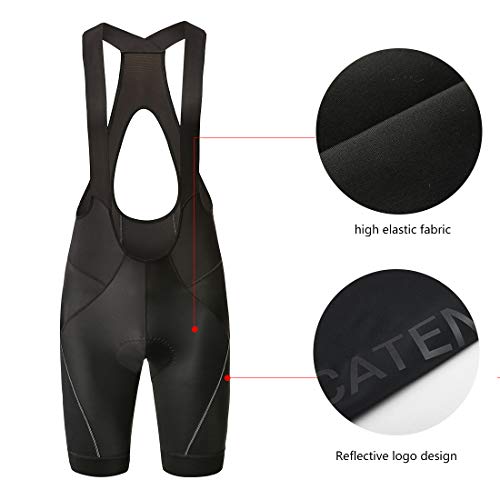 CATENA Men\'s Cycling Bib Shorts 3D Padded Bike Short Breathable Bicycle Tights Black