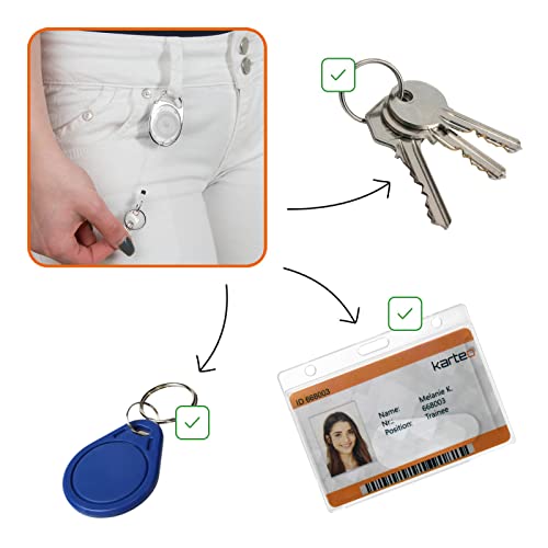 Porta badge con portachiavi retrattile bianco