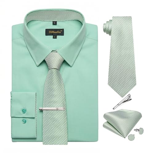 green dress shirt and tie combinations lime green dress shirt Daniel Ellissa Mens Classic Green Dress Shirt Tie  Set D1P2 17.5/34/35 Classic Green-parroquiadesanalbertomagno.com