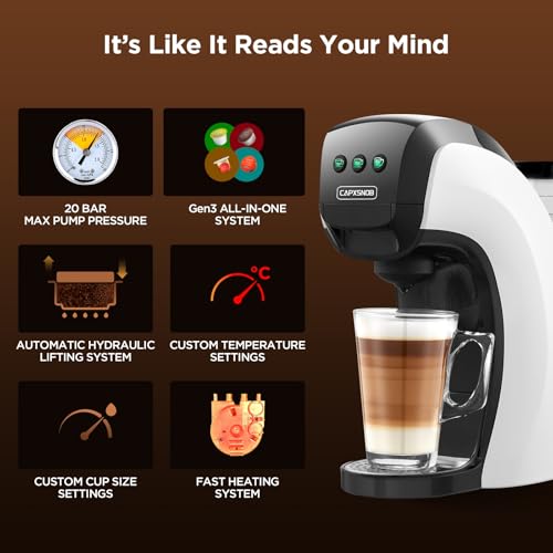 Image of Warriors1 Coffee Maker for Keurig K Cup, Espresso Machine for Nespresso Original, Dolce Gusto Coffee Pods, Ground Coffee, Coffee Machine for Cappuccino & Latte, Programmable, 20 Bar, 28 oz Reservoir